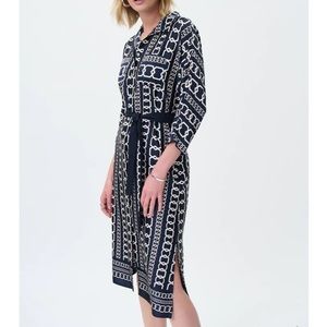 Joseph Ribkoff NWT Printed Sash Waist Shirt Dress Style 231288 Size 10